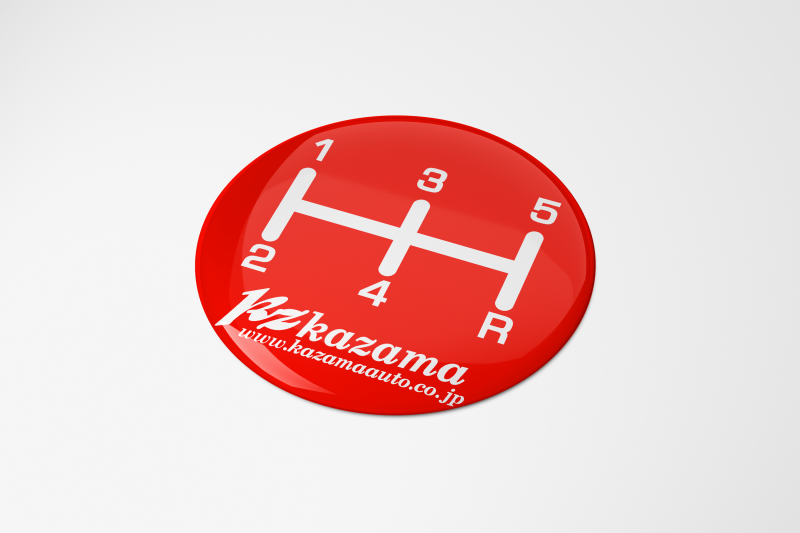 Gear Knob Shift Pattern Lever Sticker 3D Domed emblem badge 5 Speed manual R red 